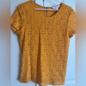 Fun short sleeve mustard blouse